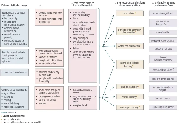 Figure II.3Drivers of exposure and vulnerability to climate hazards through the lens of the empirical evidence 