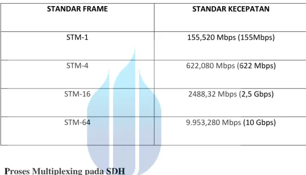 Tabel 3.1 kapasitas port STM-N 