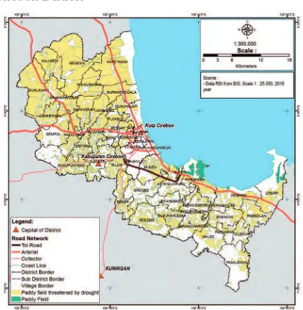 Figure 5: Medium level hazard area for drought in Cirebon District