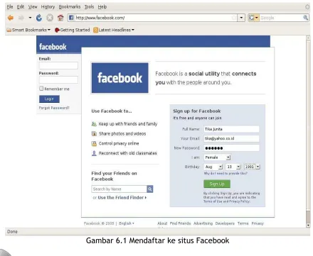 Gambar 6.1 Mendaftar ke situs Facebook