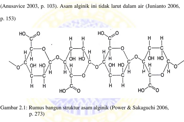 Gambar 2.1: Rumus bangun struktur asam alginik (Power &amp; Sakaguchi 2006,   p. 273) 