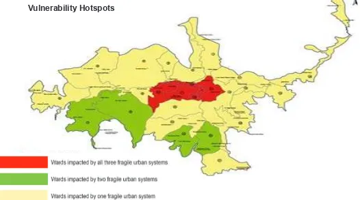 Figure 3: Shimla identified three sectors of high vulnerability that intersect with 5 wards © ICLEI South Asia