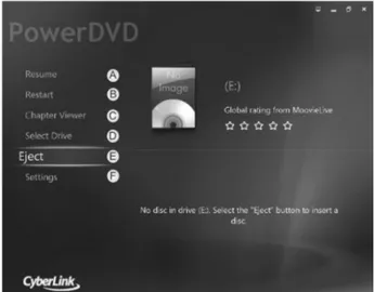 Gambar 4.1. Tampilan Cinema mode pada PowerDVD 10  A.  Resume: melanjutkan pemutaran dari bagian terakhir yang 