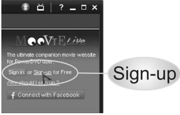 Gambar 4.8. Klik Sign-up di panel MoovieLive 
