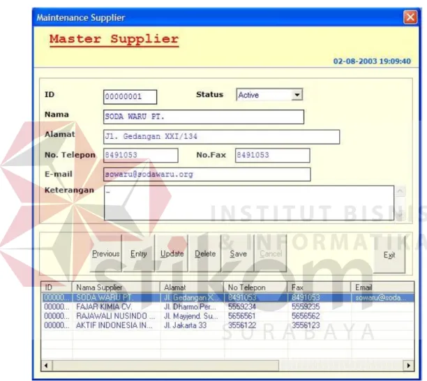 Gambar 4.2 Form Master Supplier 