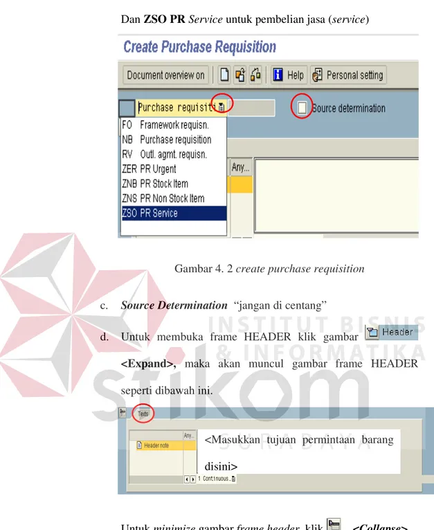 Gambar 4. 2 create purchase requisition 