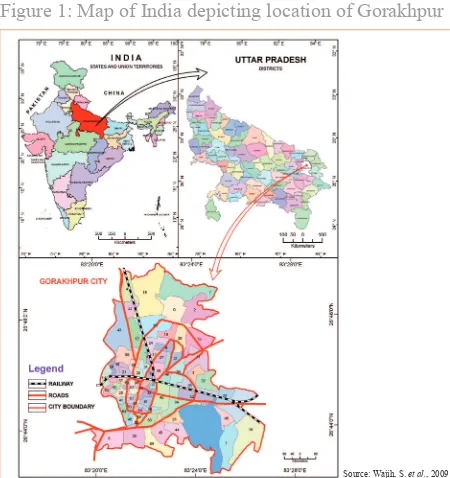 Figure 1: Map of India depicting location of Gorakhpur