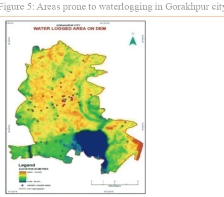 Figure 5: Areas prone to waterlogging in Gorakhpur city