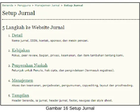 Gambar 16 Setup Jurnal 