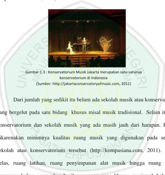 Gambar 1.3 : Konservatorium Musik Jakarta merupakan satu-satunya  konservatorium di Indonesia 