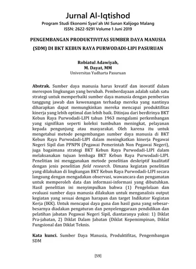 Jurnal Al-Iqtishod. Program Studi Ekonomi Syari Ah IAI Sunan Kalijogo ...