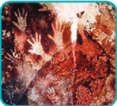 Gambar 2.21  Jejak telapak tangan di  gua Leang-leang, Sulawesi Selatan  