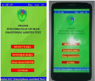 Gambar 3. Tampilan aplikasi smartphone assisted test yang dijalankan pada platform OS android 4.3