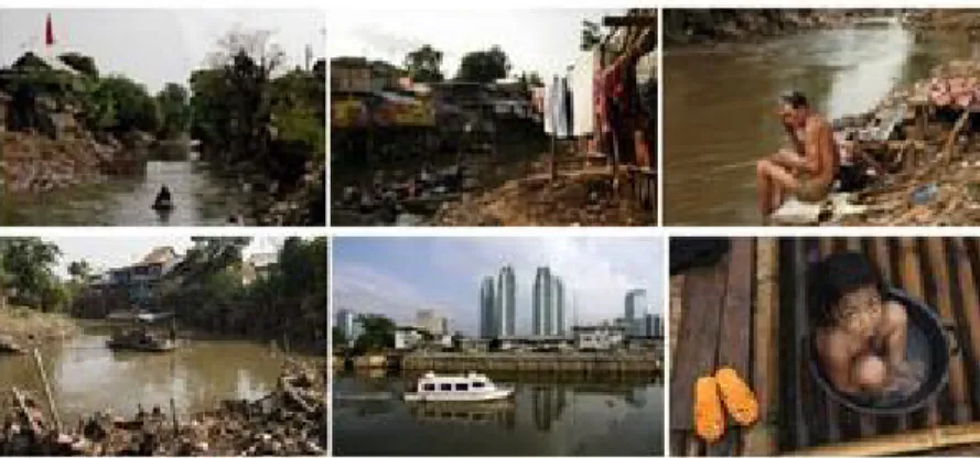 Gambar 1. Keadaan sungai Ciliwung dengan  kondisi air yang tercemar 