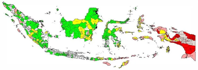 Figure 1. Malaria Endemicity Map by Districts/Municipalities in 2014 
