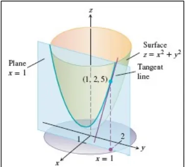 Gambar 14.5 Tangent terhadap kurva irisan dari bidang     dan permukaan         