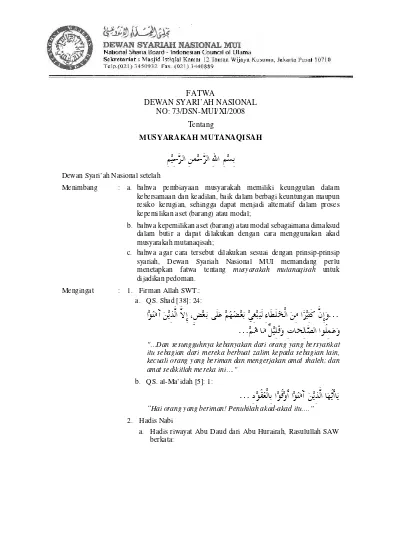 Kumpulan Fatwa Dewan Syariah Nasional (DSN) Majelis U Indonesia (MUI ...