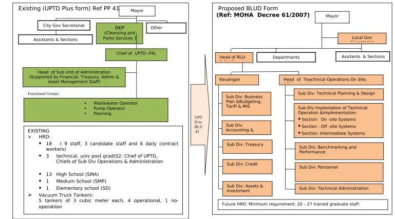 Gambar 7-2: Existing UPTD and Indicative BLU-D Organization Structures