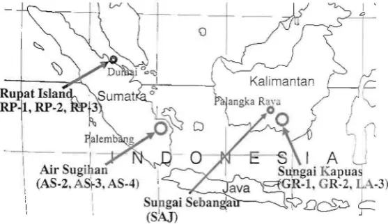 Fig. 1. Location of sampling sites of peat deposits. 