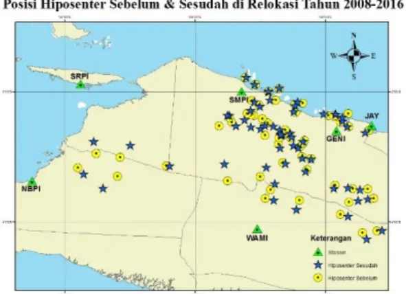 Tabel 3. Model Kecepatan Awal dan Akhir  Kedalaman  (km)  Model Kecepatan (km/s) Awal (Devi  Purwatiningsih,  2011) (km/s)  Akhir  (Velest)  (km/s)  0 - 17,40  6,15  6,03  17,40 - 38,10  7,02  7,40  &gt; 38,10  8,33  8,64 