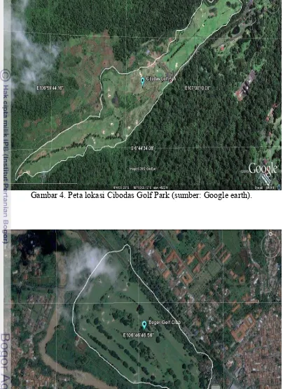 Gambar 4. Peta lokasi Cibodas Golf Park (sumber: Google earth). 