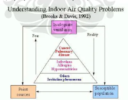 Gambar  dibawah  ini  adalah  gambar  piramida  yang  menunjukkan  bahaya  dari  buruknya  kualitas  udara  didalam  ruangan  dengan  realitas  yang  ada  di  masyarakat (banyaknya kasus tersebut di masyarakat)