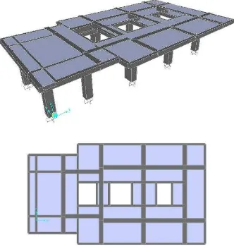 Gambar 4.3 Pemodelan Struktur 3 Dimensi Struktur Beton Bertulang oleh SAP2000 