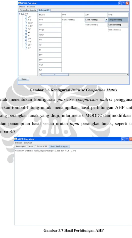 Gambar 3.6 Konfigurasi Pairwise Comparison Matrix 