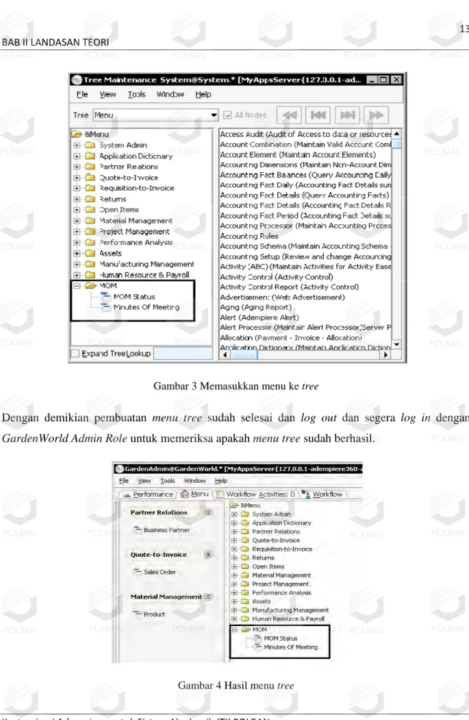 Gambar 3 Memasukkan menu ke tree 