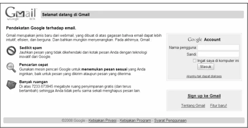 Gambar 1.1 Homepage pendaftaran email di Gmail 