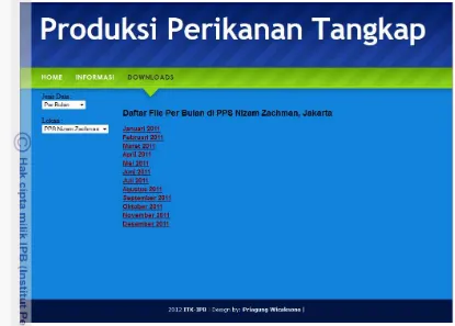 Gambar 9. Tampilan halaman menu dowload dengan jenis data per spesies. 