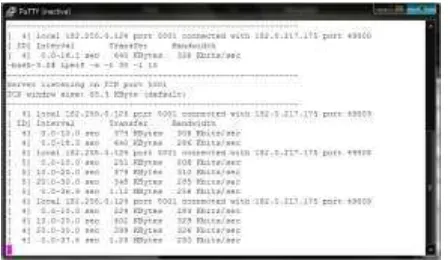 Gambar 15. Hasil pengujian pengiriman TCP IPv4 dengan iperf pada server  