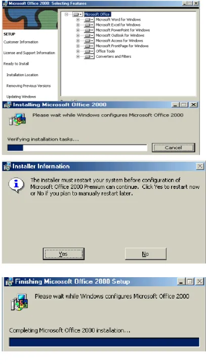 Gambar  disamping  menunjukkan  aplikasi-aplikasi yang akan di install  ,klik ‘Install now’ untuk  mengintall Office 200 