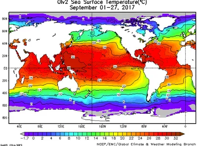 Gambar 1.  Peta Rata-rata Suhu Muka Laut September 2017 