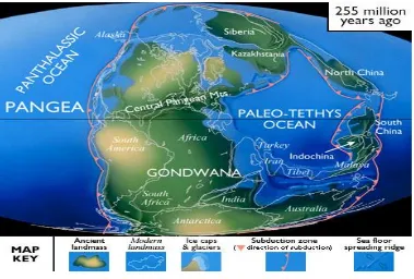 Gambar 11-8   Kondisi paleogeografi Zaman Perm 