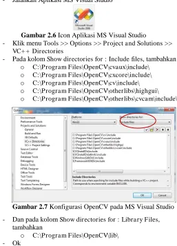 Gambar 2.6 Klik menu  Icon Aplikasi MS Visual Studio Tools >> Options >> Project and Solutions