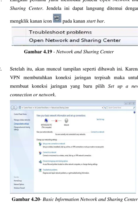 Gambar 4.19 - Network and Sharing Center 