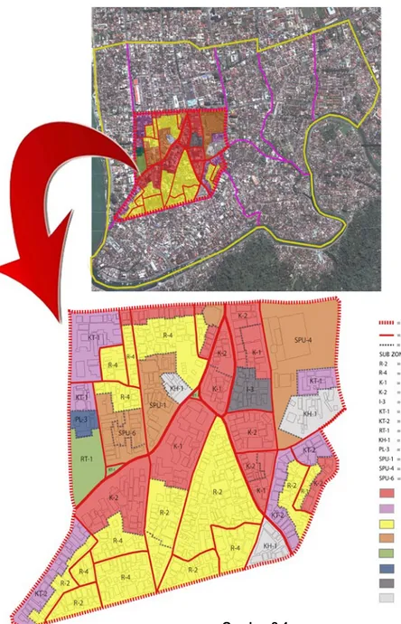 Ilustrasi Pembagian Sub Zona di dalam Blok dan Sub Blok pada  satu Sub Wilayah Perencanaan