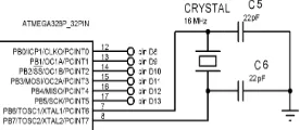 Gambar 4 Rangkaian osilator eksternal mikrokontroler ATMega328P 