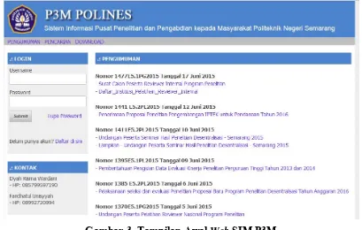 Gambar 3. Tampilan Awal Web SIM P3M 