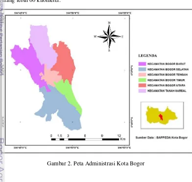Gambar 2. Peta Administrasi Kota Bogor 