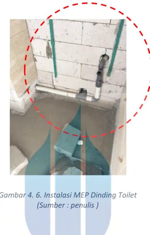 Gambar 4. 6. Instalasi MEP Dinding Toilet  (Sumber : penulis ) 