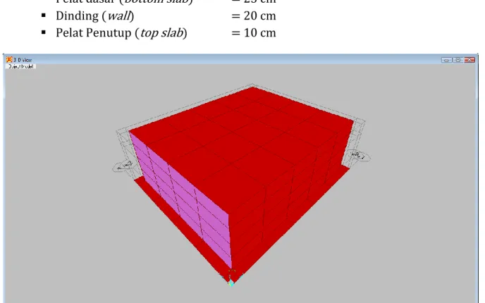 Gambar 3.1 Pemodelan 3D Reservoir Beton Bertulang  Sumber : SAP2000 v11. 