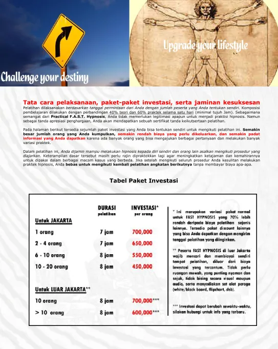 Tabel Paket Investasi 