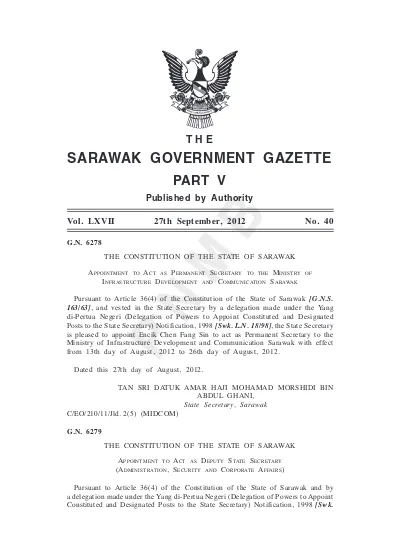 SARAWAK GOVERNMENT GAZETTE