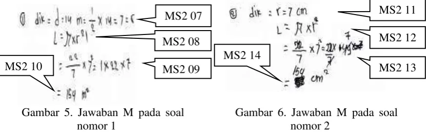 Gambar 5. Jawaban M pada soal 