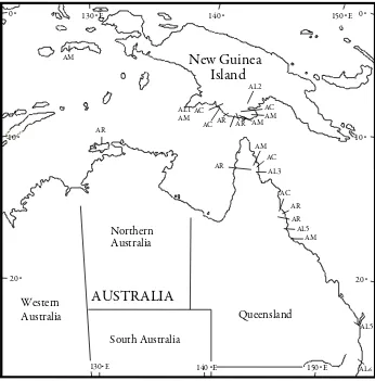 Figure 1. Approximate location of four species samples