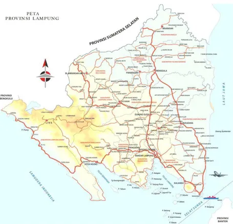 Gambar 1.1. Peta Provinsi Lampung(Jalur Lintas Darat) 