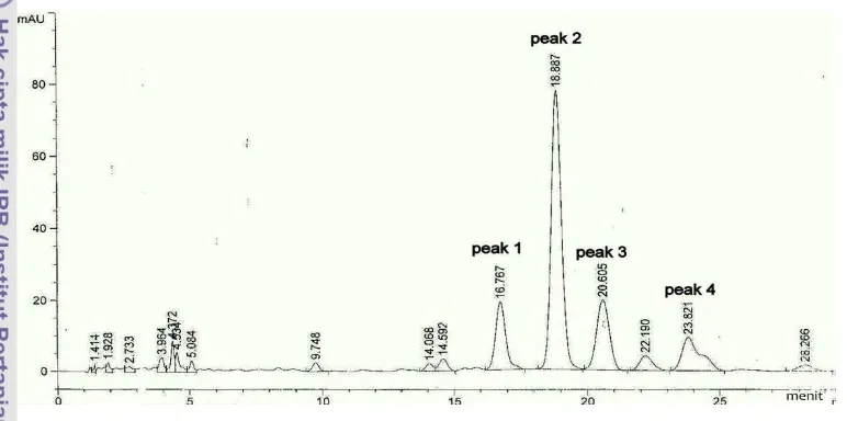 Gambar 2.6 Hasil kromatogram analisis γ-oryzanol pada ekstrak heksana 