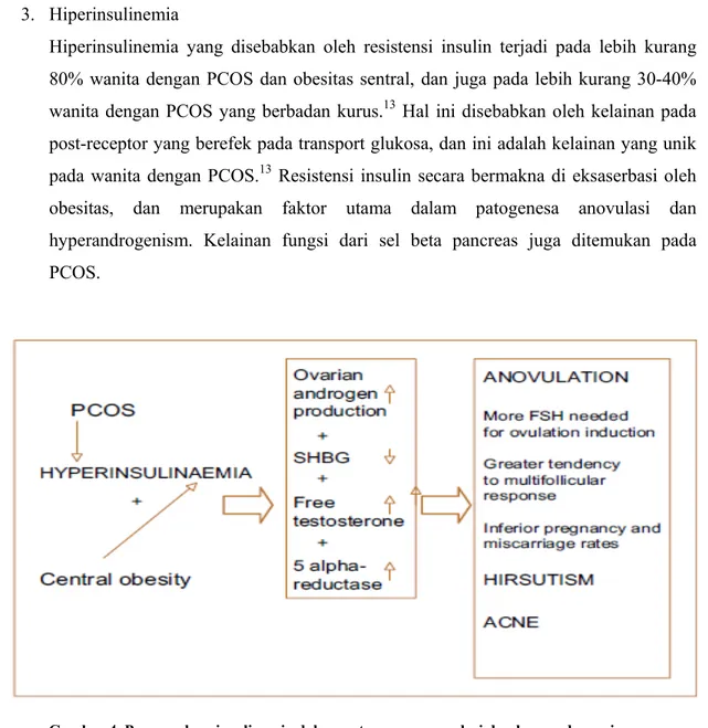 Gambar 4. Peranan hperinsulinemia dalam patogenesa anovulasi dan hperandrogenisme 